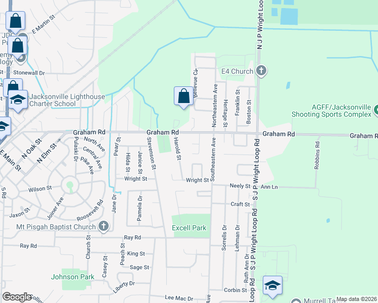 map of restaurants, bars, coffee shops, grocery stores, and more near 1503 Angie Court in Jacksonville