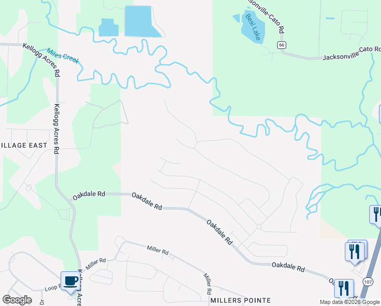 map of restaurants, bars, coffee shops, grocery stores, and more near Meadow Creek Drive in Sherwood