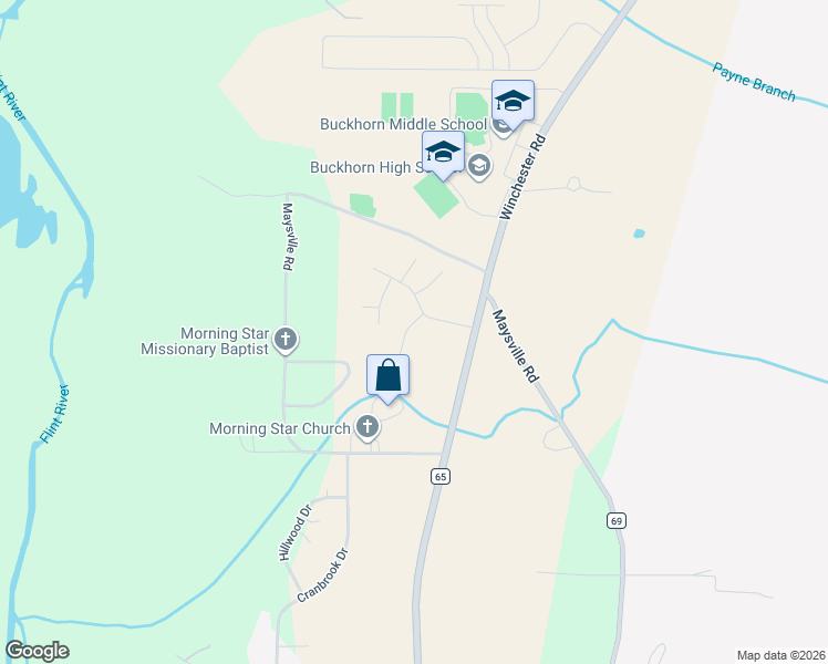 map of restaurants, bars, coffee shops, grocery stores, and more near 4045 Winchester Road in New Market