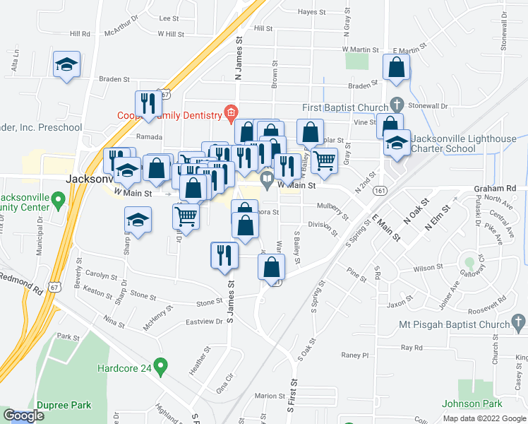 map of restaurants, bars, coffee shops, grocery stores, and more near 705 Lenora Street in Jacksonville
