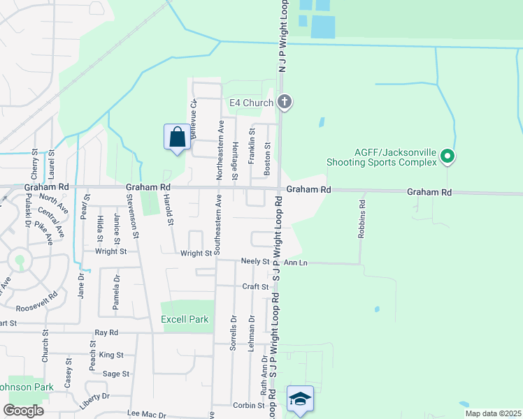 map of restaurants, bars, coffee shops, grocery stores, and more near 1905 Graham Road in Jacksonville