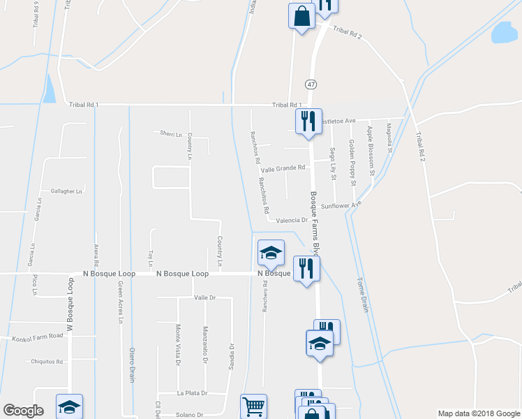 map of restaurants, bars, coffee shops, grocery stores, and more near 555 Ranchitos Road in Bosque Farms