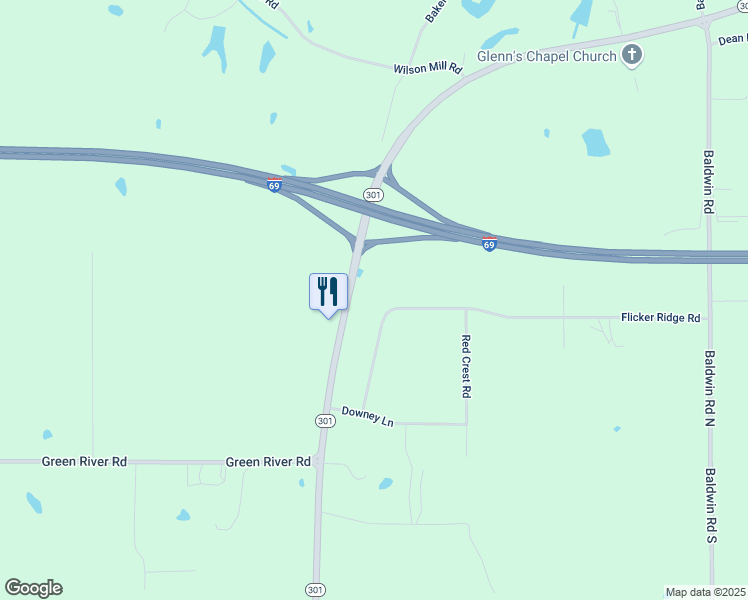 map of restaurants, bars, coffee shops, grocery stores, and more near 365 Flicker Ridge Road in Lake Cormorant
