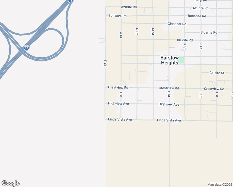 map of restaurants, bars, coffee shops, grocery stores, and more near 33874 O Street in Barstow