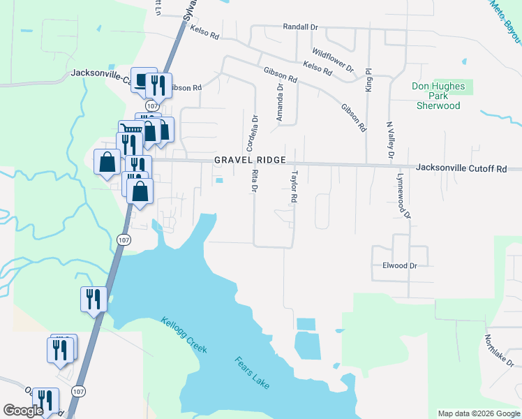 map of restaurants, bars, coffee shops, grocery stores, and more near 314 Rita Drive in Jacksonville