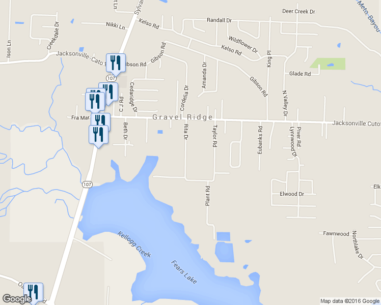 map of restaurants, bars, coffee shops, grocery stores, and more near 314 Rita Drive in Jacksonville