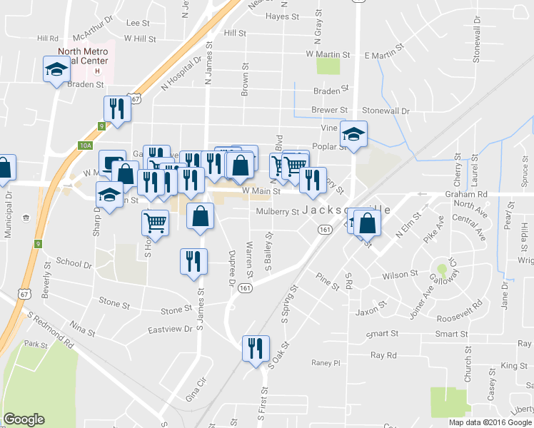 map of restaurants, bars, coffee shops, grocery stores, and more near 503 Mulberry Street in Jacksonville