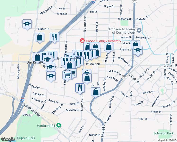 map of restaurants, bars, coffee shops, grocery stores, and more near 205 Dupree Drive in Jacksonville
