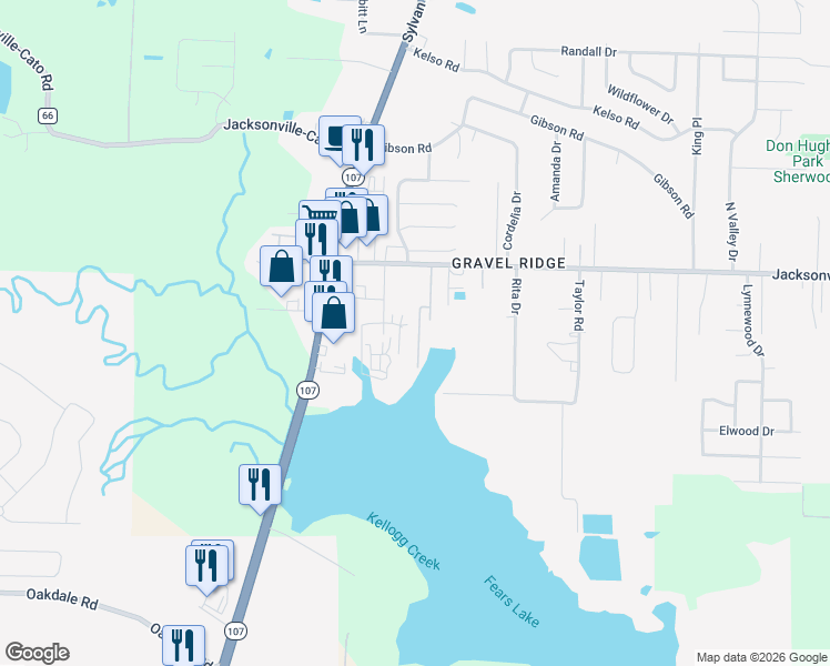 map of restaurants, bars, coffee shops, grocery stores, and more near 7603 Jacksonville Cutoff Road in Jacksonville