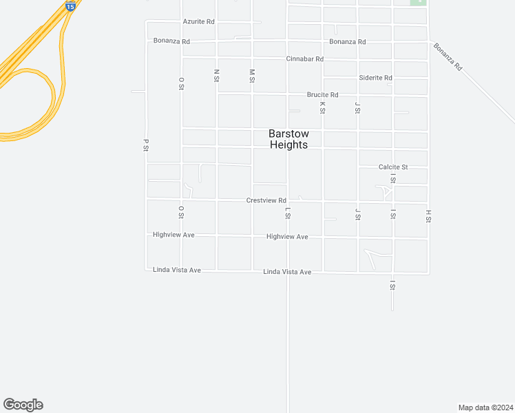 map of restaurants, bars, coffee shops, grocery stores, and more near 27575 Crestview Road in Barstow
