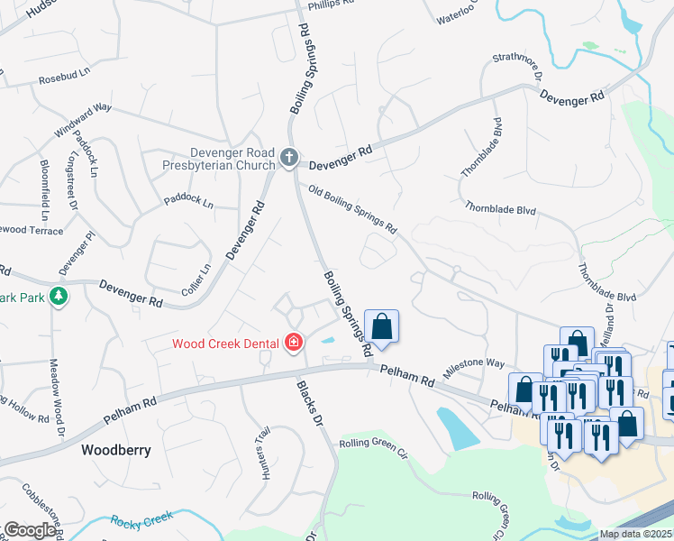 map of restaurants, bars, coffee shops, grocery stores, and more near 1230 S-23-447 in Greer