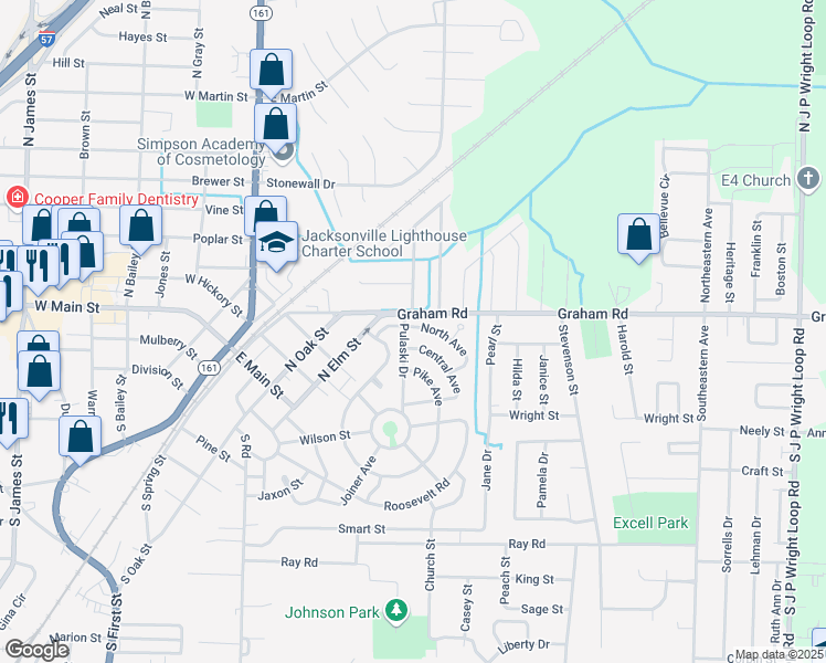 map of restaurants, bars, coffee shops, grocery stores, and more near 143 North Avenue in Jacksonville