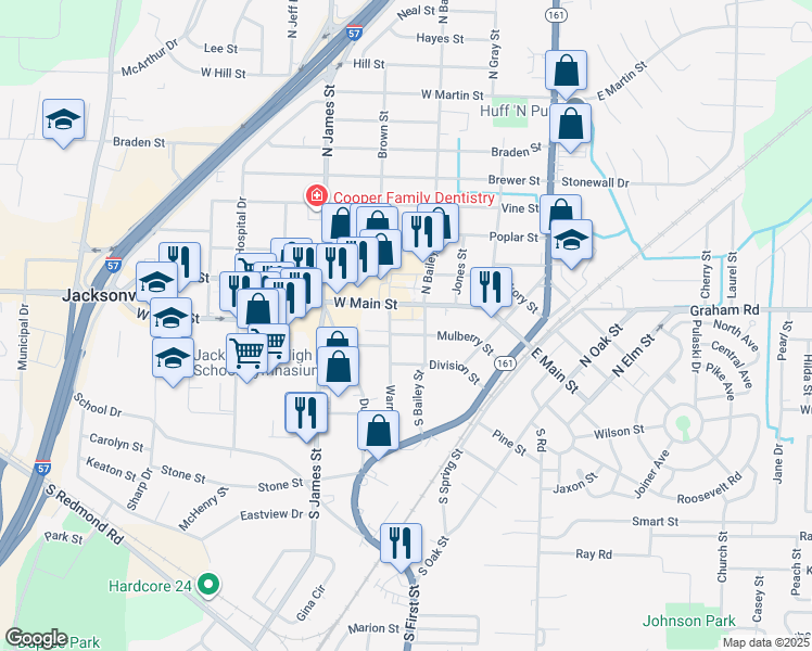 map of restaurants, bars, coffee shops, grocery stores, and more near 512 Mulberry Street in Jacksonville