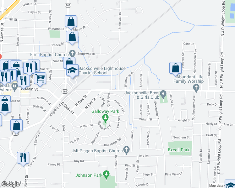 map of restaurants, bars, coffee shops, grocery stores, and more near 136 North Avenue in Jacksonville