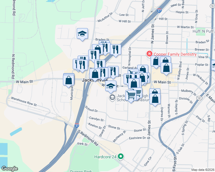 map of restaurants, bars, coffee shops, grocery stores, and more near 201 Sharp Drive in Jacksonville