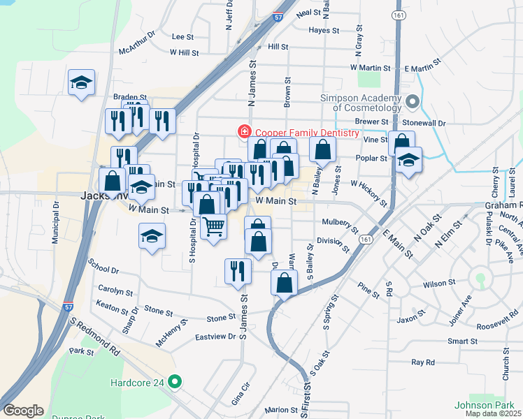 map of restaurants, bars, coffee shops, grocery stores, and more near 205 Dupree Drive in Jacksonville