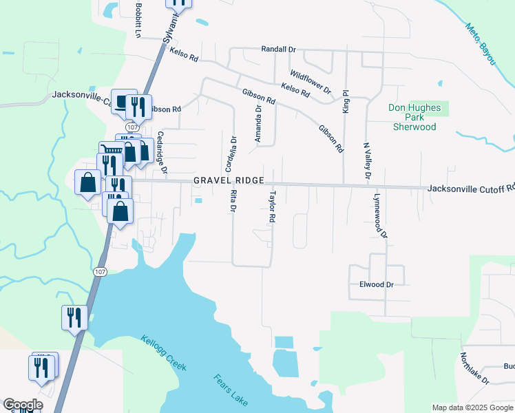map of restaurants, bars, coffee shops, grocery stores, and more near 119 Taylor Road in Jacksonville
