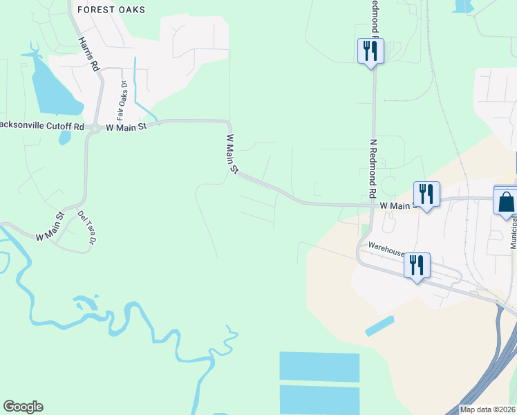 map of restaurants, bars, coffee shops, grocery stores, and more near 3404 North Ridge Drive in Jacksonville