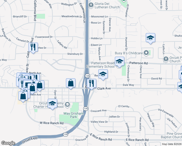 map of restaurants, bars, coffee shops, grocery stores, and more near 141 Kalle Lane in Santa Maria