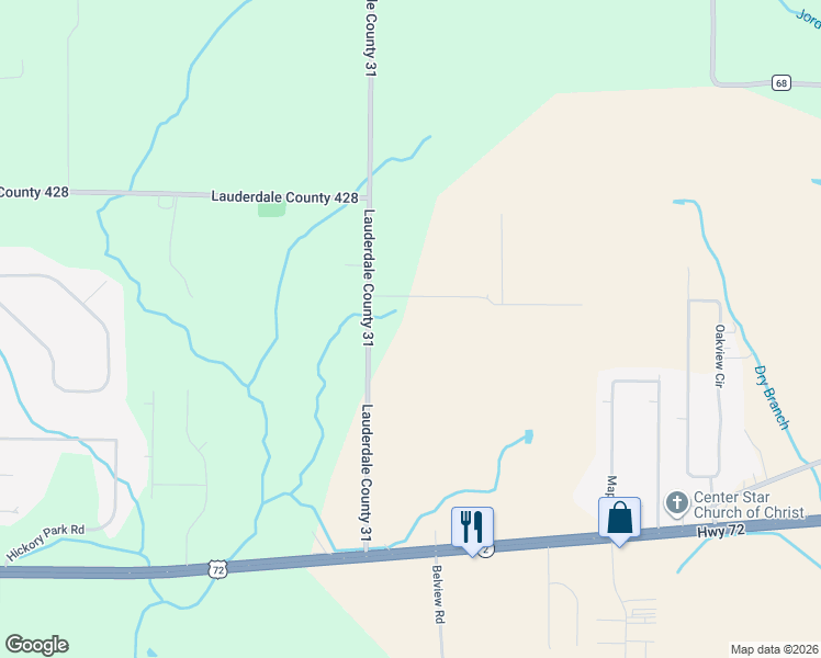 map of restaurants, bars, coffee shops, grocery stores, and more near 4440 County Road 31 in Killen