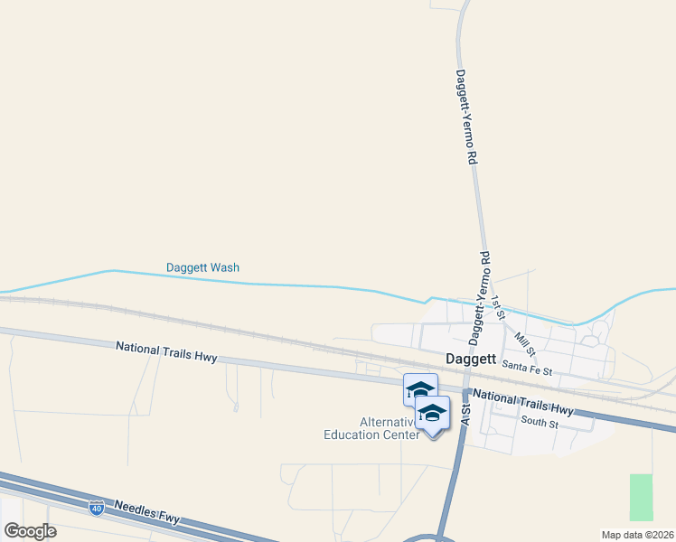 map of restaurants, bars, coffee shops, grocery stores, and more near 35296 Mojave Road in Daggett