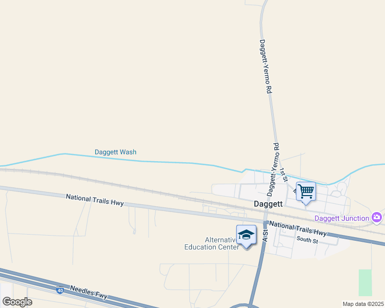 map of restaurants, bars, coffee shops, grocery stores, and more near Mojave Road in Daggett