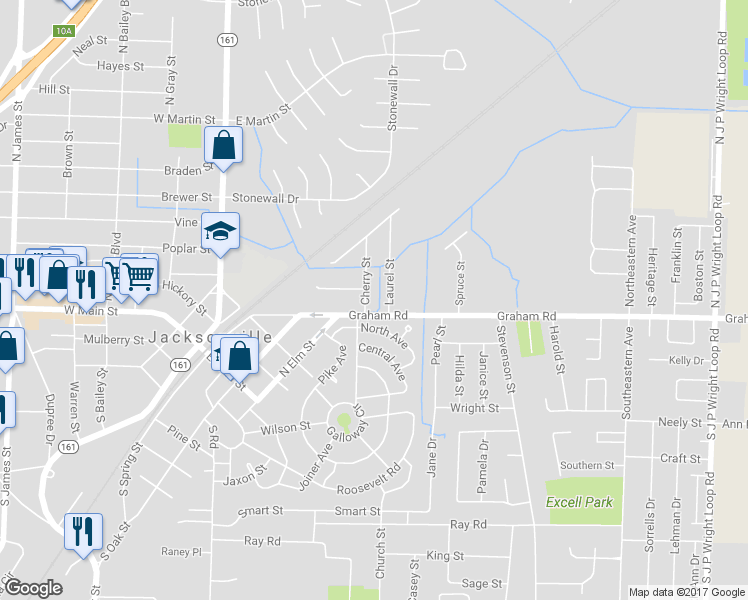 map of restaurants, bars, coffee shops, grocery stores, and more near 109 Cherry Street in Jacksonville