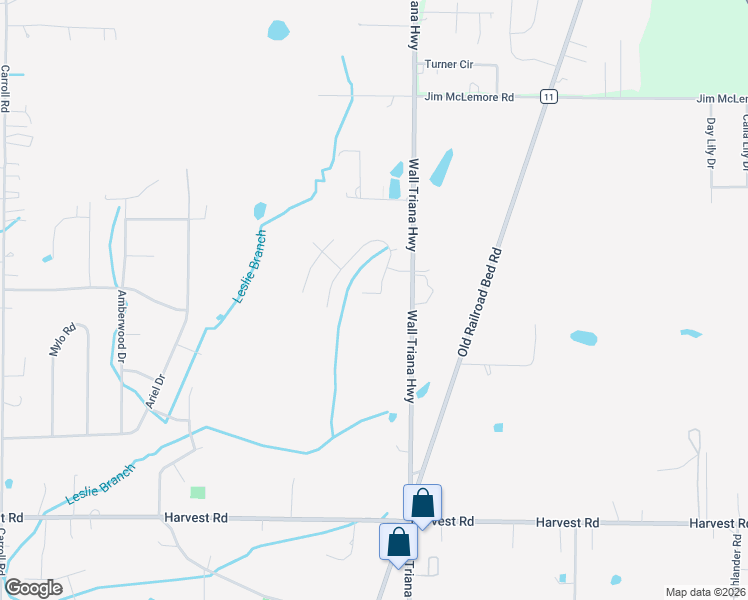 map of restaurants, bars, coffee shops, grocery stores, and more near 9424 Wall Triana Highway in Harvest
