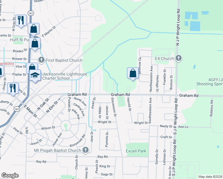 map of restaurants, bars, coffee shops, grocery stores, and more near 104 Spruce Street in Jacksonville