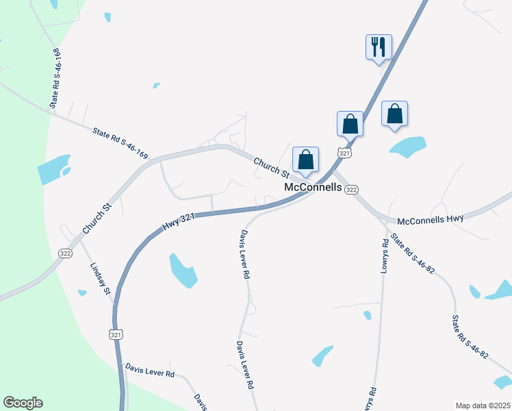 map of restaurants, bars, coffee shops, grocery stores, and more near 4274 Chester Highway in McConnells