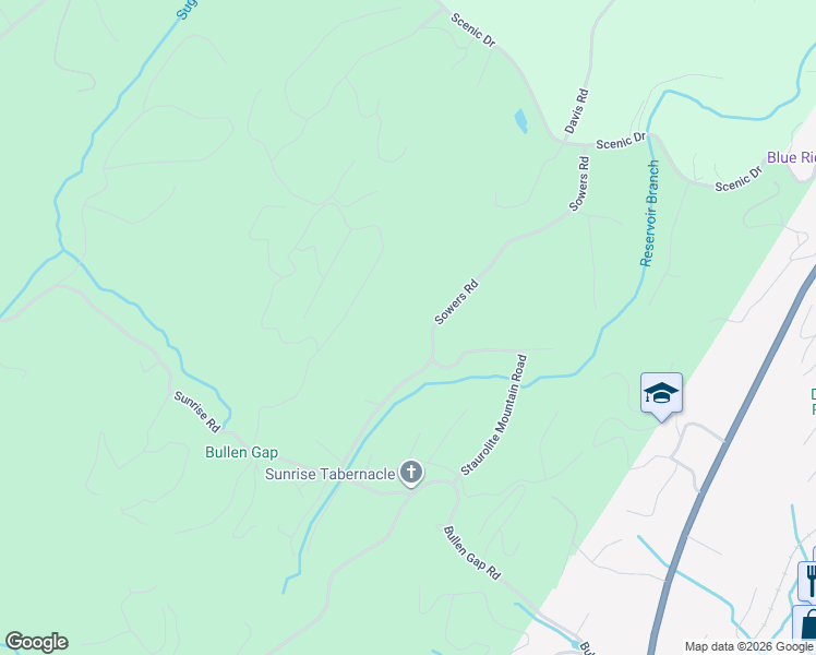 map of restaurants, bars, coffee shops, grocery stores, and more near 792 Sowers Road in Blue Ridge
