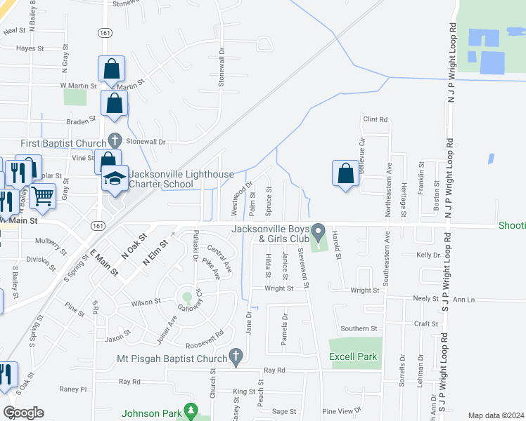 map of restaurants, bars, coffee shops, grocery stores, and more near 105 Spruce Street in Jacksonville