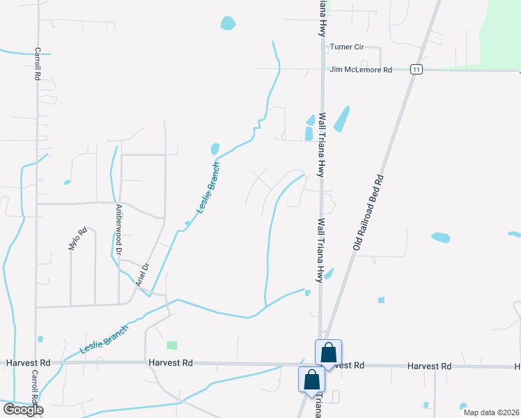 map of restaurants, bars, coffee shops, grocery stores, and more near 9424 Wall Triana Highway in Harvest