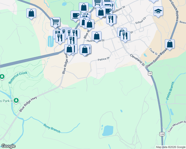 map of restaurants, bars, coffee shops, grocery stores, and more near 494 Lawrence Road in Blairsville