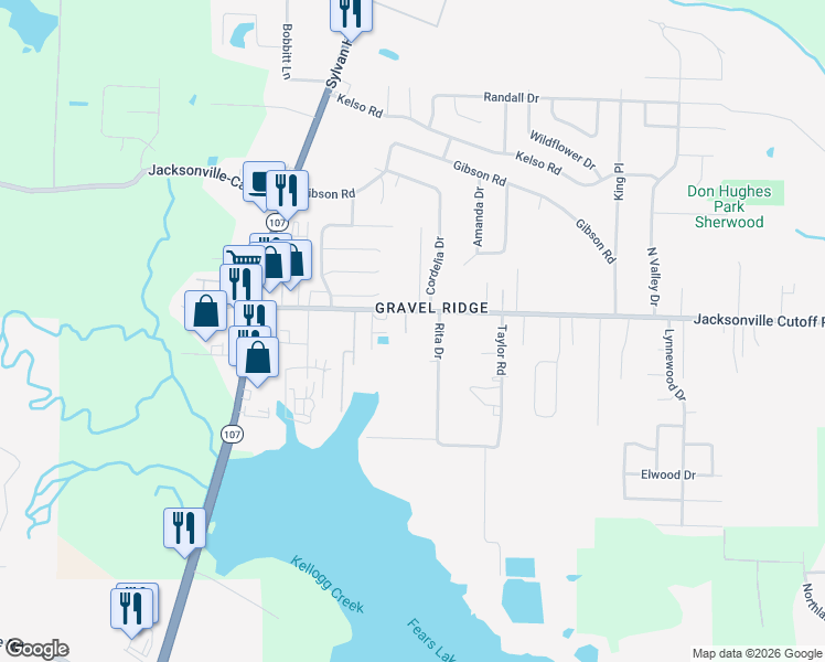 map of restaurants, bars, coffee shops, grocery stores, and more near 7413 Jacksonville Cutoff Road in Jacksonville