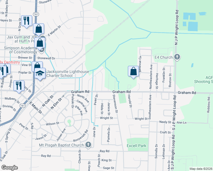 map of restaurants, bars, coffee shops, grocery stores, and more near 104 Spruce Street in Jacksonville
