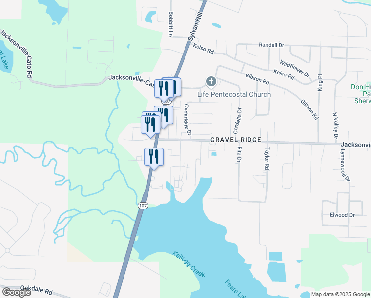 map of restaurants, bars, coffee shops, grocery stores, and more near 7623 Jacksonville Cutoff Road in Jacksonville