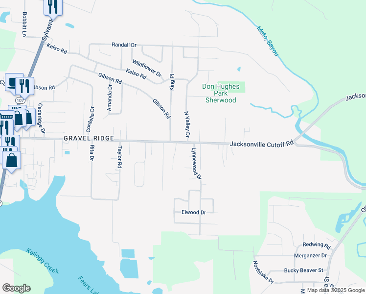 map of restaurants, bars, coffee shops, grocery stores, and more near 6613 Jacksonville Cutoff Road in Jacksonville