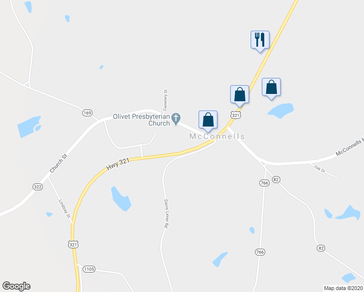 map of restaurants, bars, coffee shops, grocery stores, and more near 4274 Chester Highway in McConnells