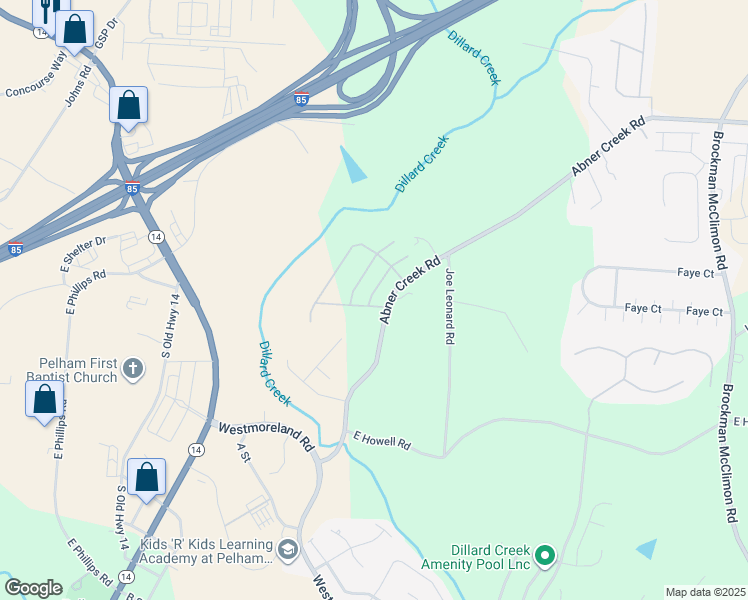map of restaurants, bars, coffee shops, grocery stores, and more near 505 Everhope Avenue in Greer