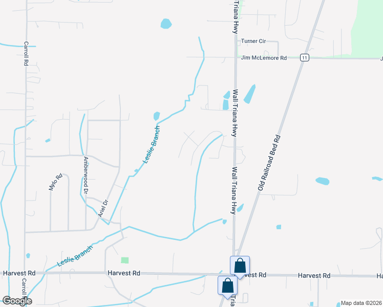map of restaurants, bars, coffee shops, grocery stores, and more near 9424 Wall Triana Highway in Harvest