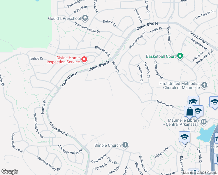 map of restaurants, bars, coffee shops, grocery stores, and more near 141 Ridgeview Trail in Maumelle