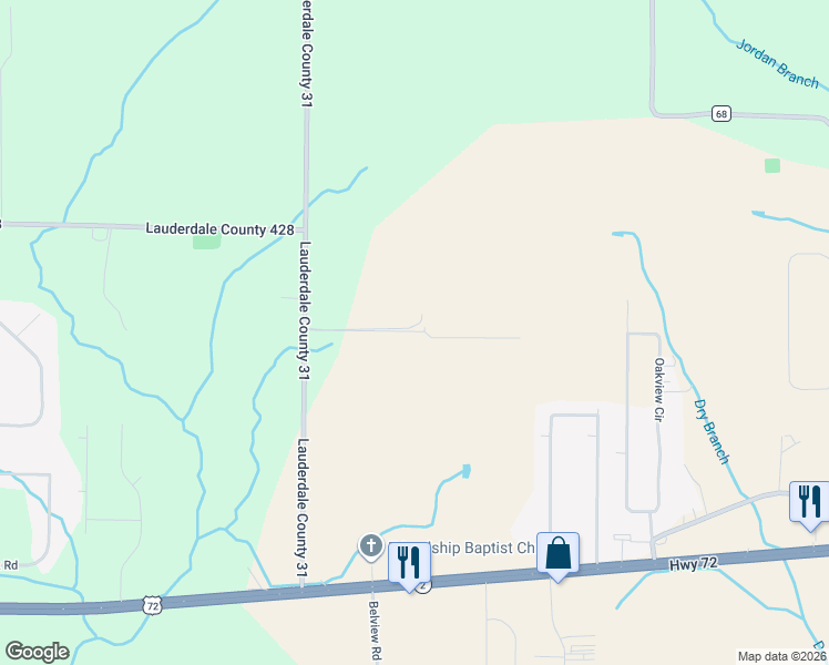 map of restaurants, bars, coffee shops, grocery stores, and more near 4524 County Road 31 in Killen