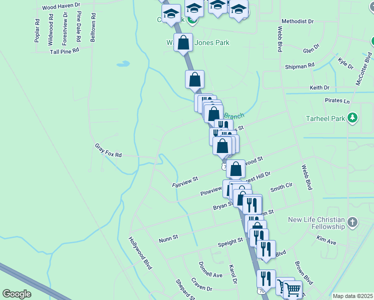 map of restaurants, bars, coffee shops, grocery stores, and more near 109 Vine Street in Havelock