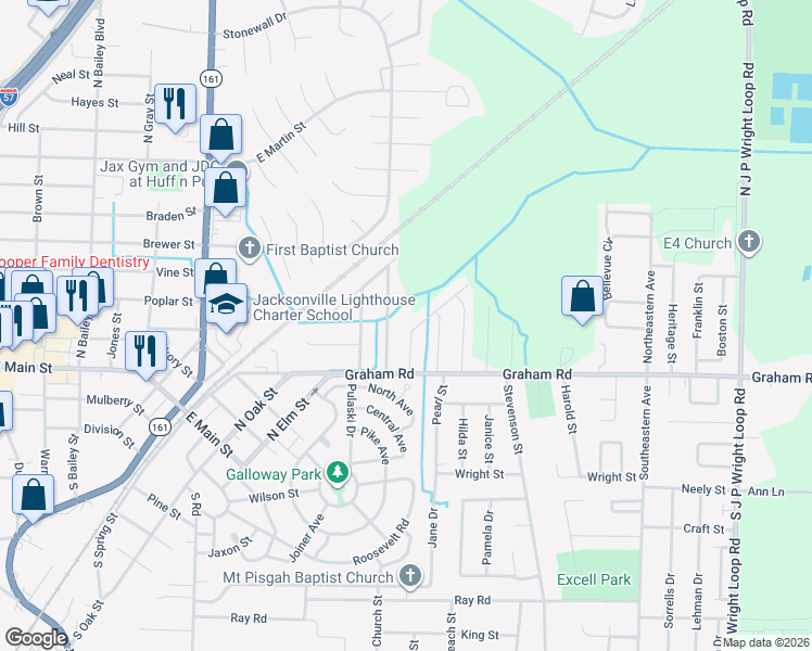 map of restaurants, bars, coffee shops, grocery stores, and more near 205 Westwood Drive in Jacksonville