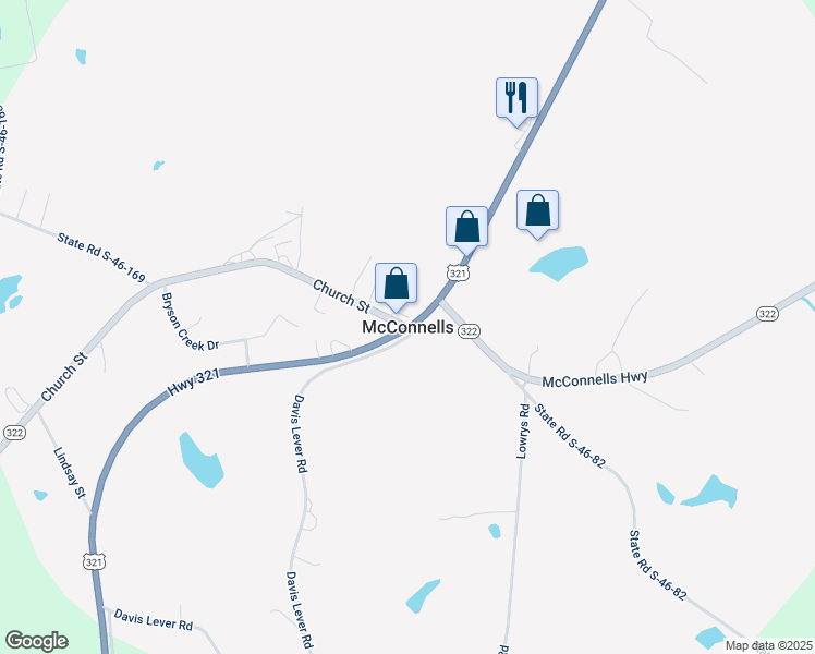 map of restaurants, bars, coffee shops, grocery stores, and more near in McConnells