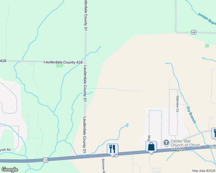 map of restaurants, bars, coffee shops, grocery stores, and more near 4580 County Road 31 in Killen