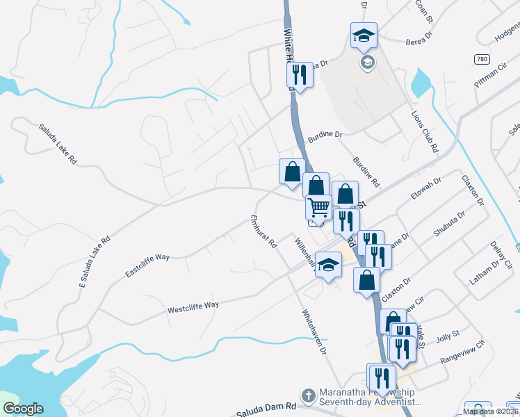 map of restaurants, bars, coffee shops, grocery stores, and more near 202 Elmhurst Road in Greenville