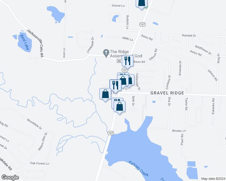 map of restaurants, bars, coffee shops, grocery stores, and more near 7813 Woodberry Lane in Sherwood