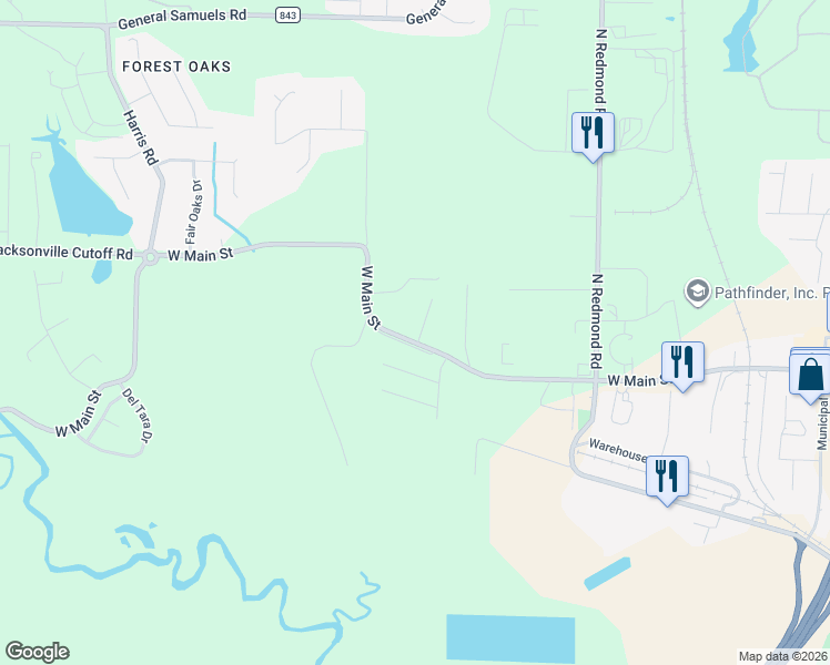map of restaurants, bars, coffee shops, grocery stores, and more near 3500 West Main Street in Jacksonville